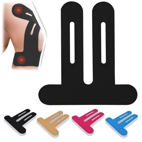 QaZanteiar Lot de 10 Bandes de Kinésiologie Pré-Découpées pour Genou, Tape Kinesiologie pour Genou, Noir, Imperméables et Élasti