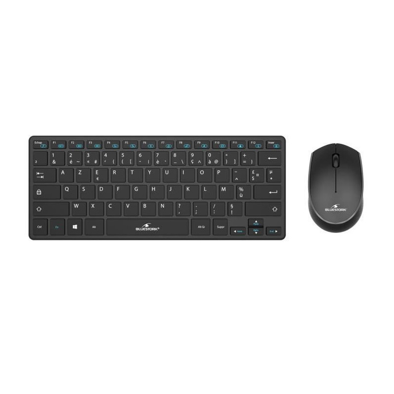 Clavier et souris Bluestork Sans fil Ultra compact Noir