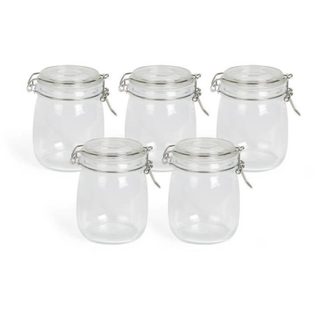 Set de 5 bocaux pour batch cooking - LIVOO - MEN400 - 750 ml - Verre borosciliate - Fermeture métallique