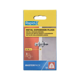 Chevilles a expansion métal pour cloison plâtre - RAPID - Ø11 - 6-16mm - Lot de 50 - Charge max 40 kg - 5001563 Chevilles a expansion métal pour cloison plâtre - RAPID - Ø11 - 6-16mm - Lot de 50 - Charge max 40 kg - 5001563