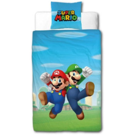 Parure de lit - MARIO BROS - Mario et Luigi - Microfibre - 1 housse de couette 140 x 200 cm + 1 taie 63 x 63 cm Parure de lit - MARIO BROS - Mario et Luigi - Microfibre - 1 housse de couette 140 x 200 cm + 1 taie 63 x 63 cm