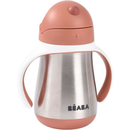 Tasse avec paille - BEABA - Inox - 250 ml - Terracotta