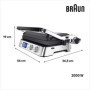 Grill multifonctions - BRAUN - Multi Grill 9 - 2000 W - 3 positions de chauffe - Noir / Acier