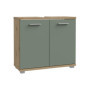 CHAMP - Meuble sous-lavabo - 2 portes - 69,9 x 28,9 x 62 cm - Chene artisan / Vert sauge - FORTE