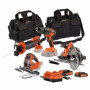 Pack 4 outils - DUAL POWER - 20 V - Perceuse/visseuse + scies (sauteuse, sabre, circulaire) - 2 batteries et chargeur