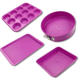 Ensemble de 4 moules - FACKELMANN - Tasty Pâtisserie - 23 a 38 cm - Fuchsia Ensemble de 4 moules - FACKELMANN - Tasty Pâtisserie - 23 a 38 cm - Fuchsia