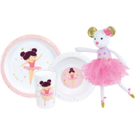 Lot vaisselle - FUN HOUSE - DANSEUSE BALLERINE - Assiette creuse Ø16 cm, plate Ø22 cm, verre 220 ml et peluche musicale 40 cm Lot vaisselle - FUN HOUSE - DANSEUSE BALLERINE - Assiette creuse Ø16 cm, plate Ø22 cm, verre 220 ml et peluche musicale 40 cm