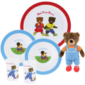 Lot vaisselle - FUN HOUSE - PETIT OURS BRUN - Assiette plate Ø 22 cm, 2 assiettes creuses Ø 16 cm, 2 verres 220 ml et peluche 18 Lot vaisselle - FUN HOUSE - PETIT OURS BRUN - Assiette plate Ø 22 cm, 2 assiettes creuses Ø 16 cm, 2 verres 220 ml et peluche 18