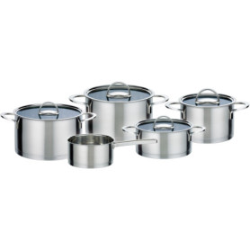 GSW Elegance - Batterie de cuisine 9 pieces en acier inoxydable - Tous feux dont induction GSW Elegance - Batterie de cuisine 9 pieces en acier inoxydable - Tous feux dont induction