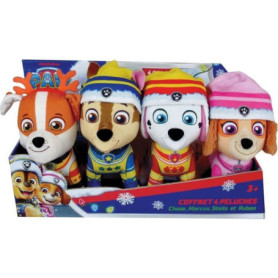 Coffret 4 peluches - JEMINI - PAT'PATROUILLE - Chase, Marcus, Ruben et Stella - +/- 12 cm Coffret 4 peluches - JEMINI - PAT'PATROUILLE - Chase, Marcus, Ruben et Stella - +/- 12 cm