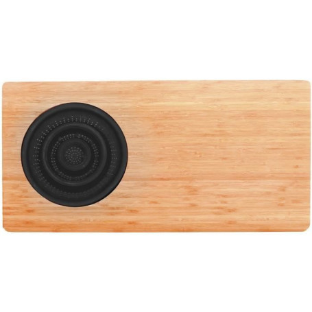 Planche a découper en bambou - JOCCA - Passoire en plastique - 58 x 29 x 1,8 cm - Naturel et noir
