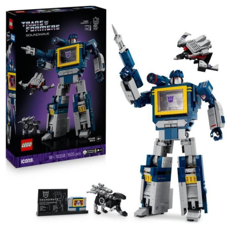 LEGO Icons 10358 Transformers : Soundwave - Set de Construction pour Adulte - Maquette