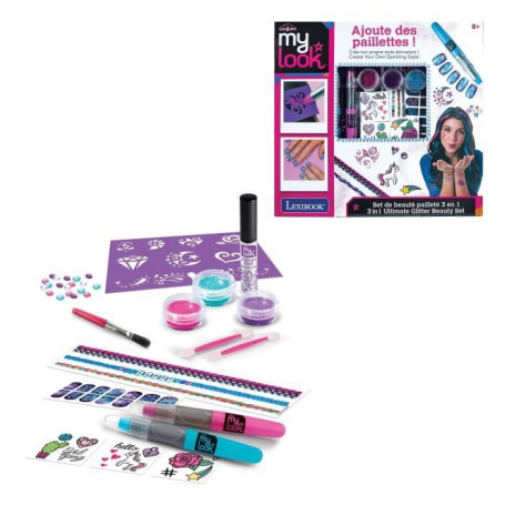 LEXIBOOK - Kit de beauté 3 en 1 pailleté