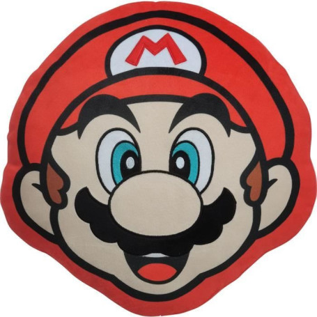 Coussin 3D - MARIO BROS - Visage Mario - Microfibre - 40 cm