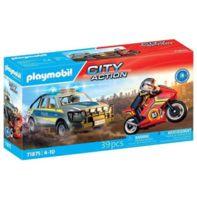 Playmobil 71875 Pick-up de police, moto & 2 personnages, Les policiers, City Action, 39 pieces, des 4 ans Playmobil 71875 Pick-up de police, moto & 2 personnages, Les policiers, City Action, 39 pieces, des 4 ans