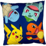 Coussin double face - Carré - POKEMON - Poké-Ball et Starter - Microfibre - 40 x 40 cm