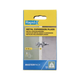 Chevilles a expansion métal pour cloison plâtre - RAPID - Ø8 - 3-13mm - Lot de 50 - Charge max 25 kg - 5001560 Chevilles a expansion métal pour cloison plâtre - RAPID - Ø8 - 3-13mm - Lot de 50 - Charge max 25 kg - 5001560