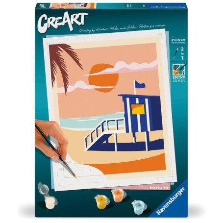 CreArt 24x30 cm Beach Cottage, Adulte, Peinture par numéros, 23896, Ravensburger