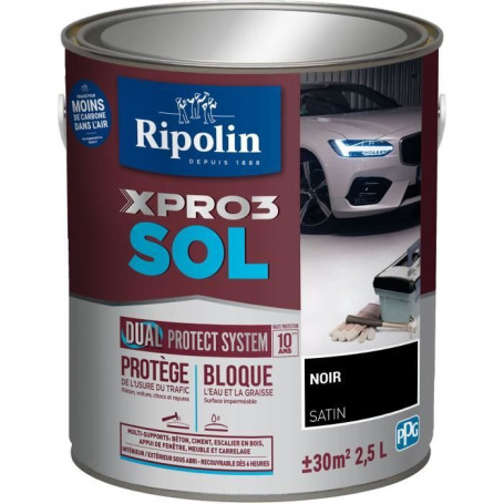 Peinture sol - RIPOLIN - Noir - Mat - 2,5L
