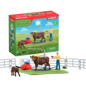 Station de lavage pour vache, Coffret de jeu avec 1 figurine de vache, 1 veau et 1 figurine humaine - SCHLEICH 42529 FARM WORLD Station de lavage pour vache, Coffret de jeu avec 1 figurine de vache, 1 veau et 1 figurine humaine - SCHLEICH 42529 FARM WORLD