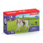 Figurine Cavaliere sur jument lipizzan - Cavalier et Jument Réalistes avec Seau et Selle, Schleich 41433 Horse club