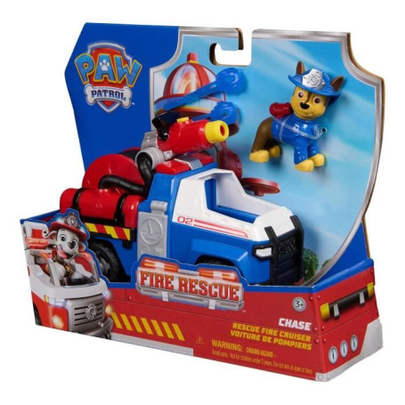 Figurine Chase - Véhicules + 2 projectiles - des 3 ans - Fire Rescue - La Pat'Patrouille