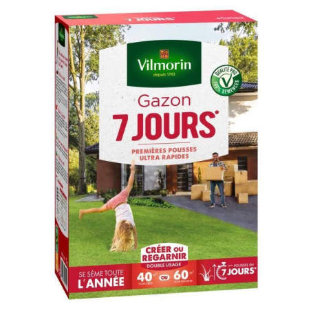 Semences de gazon VILMORIN - 7 jours - boite de 1KG - Premieres pousses ultra-rapides