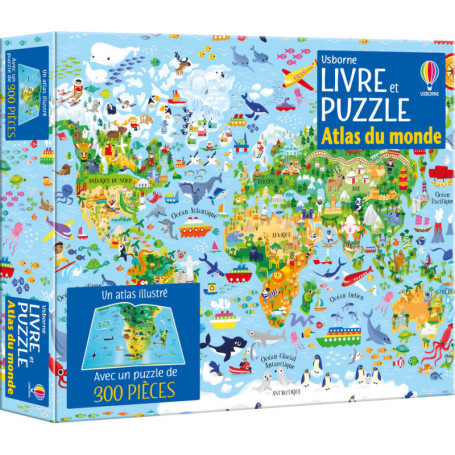 Atlas du monde - Coffrets livre et puzzle (300 pièces) - dès 7 ans