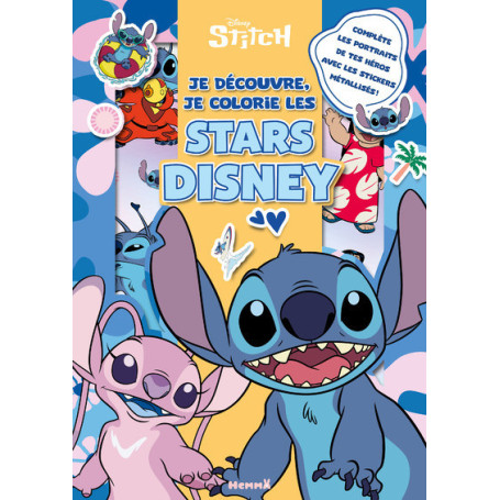 Disney Stitch - Je découvre, je colorie les stars Disney - Complète les portraits de tes héros avec les stickers métallisés !
