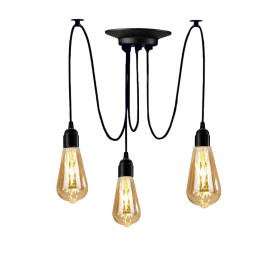 YNXing - Suspension Edison vintage - Réglable - Lampe suspendue - Luminaire industriel - Lustre noir - 1, 3, 5, 6 têtes - 3 supp YNXing - Suspension Edison vintage - Réglable - Lampe suspendue - Luminaire industriel - Lustre noir - 1, 3, 5, 6 têtes - 3 supp