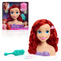 Just Play Tête à coiffer Ariel Princesses Disney de 20 cm de Haut avec Accessoires, 7 Accessoires, Chevelure rousse, Jeux d’Imit