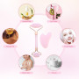 VEGCOO Quartz Rose Rouleau Gua Sha Kits, Jade Roller Visage et Pierre de Guasha, Massage pour Visage Cou Corps Muscles