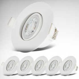 B.K.Licht - Lot de 6 spots LED encastrables 230V, orientables pour salle bain IP65, plafond, lampe bain, 9 x 4,2 cm (DxH), blanc B.K.Licht - Lot de 6 spots LED encastrables 230V, orientables pour salle bain IP65, plafond, lampe bain, 9 x 4,2 cm (DxH), blanc