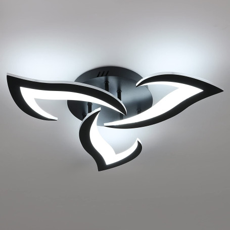 SENQIU Plafonnier Led Moderne, 36W 2900LM Luminaire Plafonnier Led Noir, Créatif Pétales Design Lampe de Plafond en Acrylique po