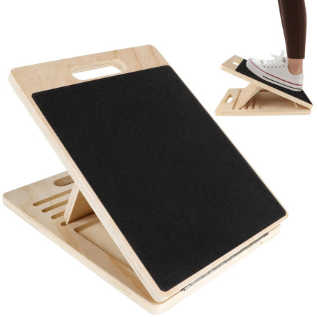 FoiiLiio Planche D'équilibre en Bois,Réglable Slant Board De Remise avec 5 Angles D'inclinaison,Antidérapante Pliable,Pour Étire