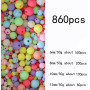 YIEUR Lot de 860 perles multicolores à enfiler - 6/8/10/12 mm - Perles en vrac mates avec trou - Perles décoratives rondes pour 