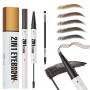 Crayon à sourcils liquide 2 en 1, 3D Crayon à sourcils Microblading et gel pour sourcils avec embout à 4 fourches, Crayon Sourci