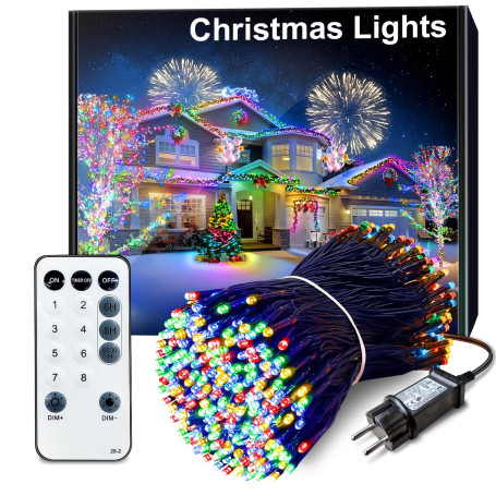ARKOCHIC 35M Guirlande Lumineuse de Noël, 300 LED Lumières de Noël Intérieur et Extérieure Électrique 8 Modes Etanche Guirlande 