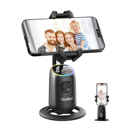 Support Telephone Suivi Mouvement, Rollei Easy Creator Desktop Trépied à Suivis Automatique du Visage avec Batterie Rechargeable