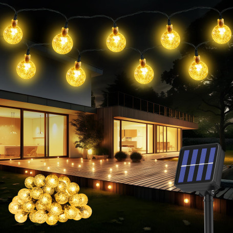 Suright Guirlande Lumiere Solaire Exterieur,8M 30LED Guirlande Lumineuse Exterieure Solaire,8 Modes IP65 Etanche Guirlande Guing