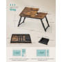 SONGMICS Table de Lit, pour Ordinateur Portable Jusqu’à 15,6 Pouces, Angle et Hauteur Réglables, Pliable, avec Tiroir, pour Trav