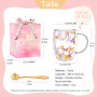 Cadeaux pour Femmes Tasse à Café en Verre à Double Paroi avec Fleurs Séchées Jolies Tasses à Thé avec Poignées Isolées Cadeaux d