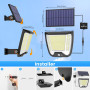spqment Lampe solaire LED d'extérieur avec panneau : 2 pièces 288 lampes solaires LED d'extérieur avec 5M de câble