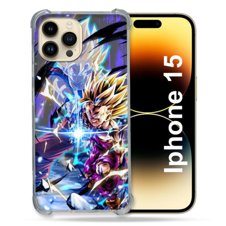 Cokitec Coque Renforcée pour Iphone 15 (6.1) Manga Dragon Ball Sangohan Duo