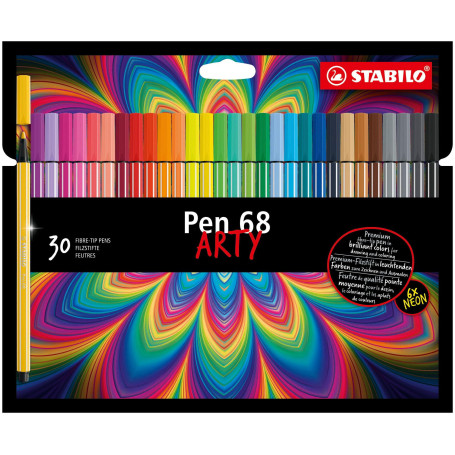 STABILO Feutre dessin Pen 68 - Etui carton ARTY x 30 feutres de coloriage pointe moyenne - gamme ARTY