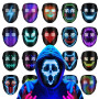 FlareMore Masque LED Lumineux, Masque LED Rechargeable Avec Modes De Transformation Du Visage Par Détection De Gestes, Avec Diff