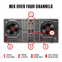 Numark NS4FX Contrôleur DJ 4 Canaux, Platines DJ Tactiles avec Écran, Pads et Effets Sonores, Sorties Cabine et Principale, Sera