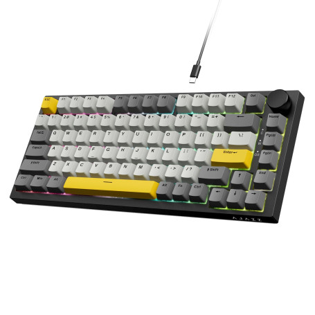 AJAZZ AK820 Clavier mécanique de jeu filaire 75% TKL,commutateur linéaire échangeable à chaud,support commun,rétroéclairage RVB,