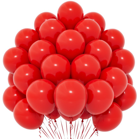 Ballons Rouges 50 Pièces De 12 Pouces En Latex Mat Pour Femmes, Filles, Enfants - Décoration Fête d'Anniversaire, Remise Diplôme