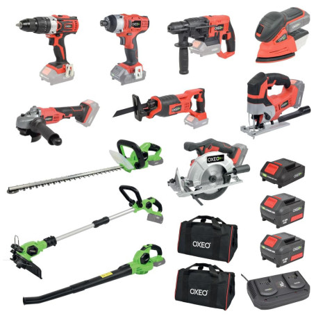 Pack outils sans fil - 11 outils - 18V - EASY FULL - 2 batteries 4Ah - 1 batterie 2Ah - chargeur double - 2 sacs de transport
